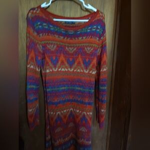 Polo Ralph Lauren Colorful Knit Long Sleeve Dress